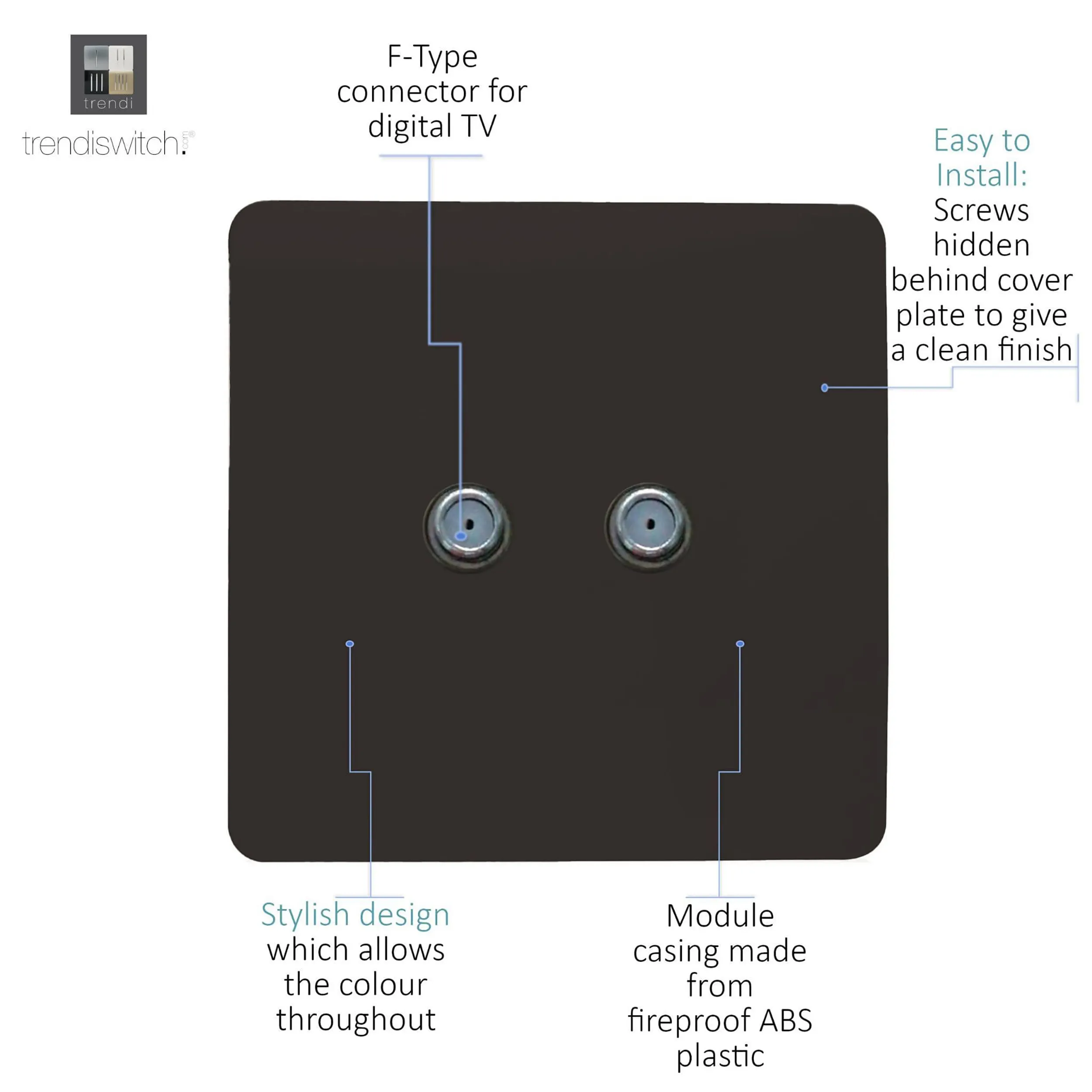 Dark Brown Wiring Accessories Trendi Decorative Screwless